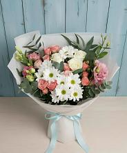 Букет цветов из:  Розы, Лизиантусы и Хризантемы в Мищенском