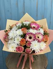 Букет цветов из:  Розы, Герберы и Хризантемы #REPLACE_PRED# Мищенском