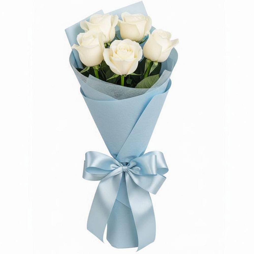 Букет 5 Белых роз Проуд в Мищенском