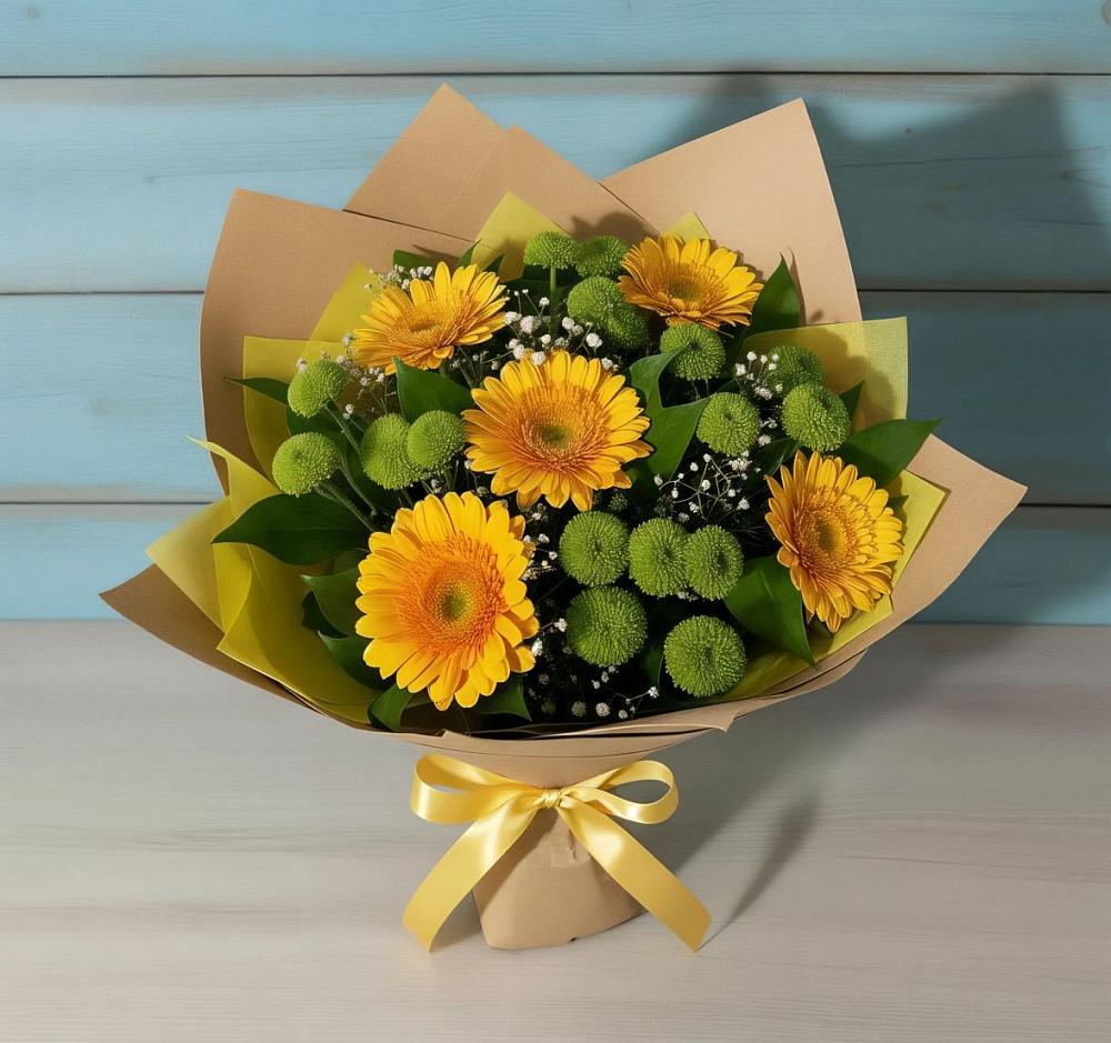 Букет цветов из: Герберы и Хризантемы в Мищенском
