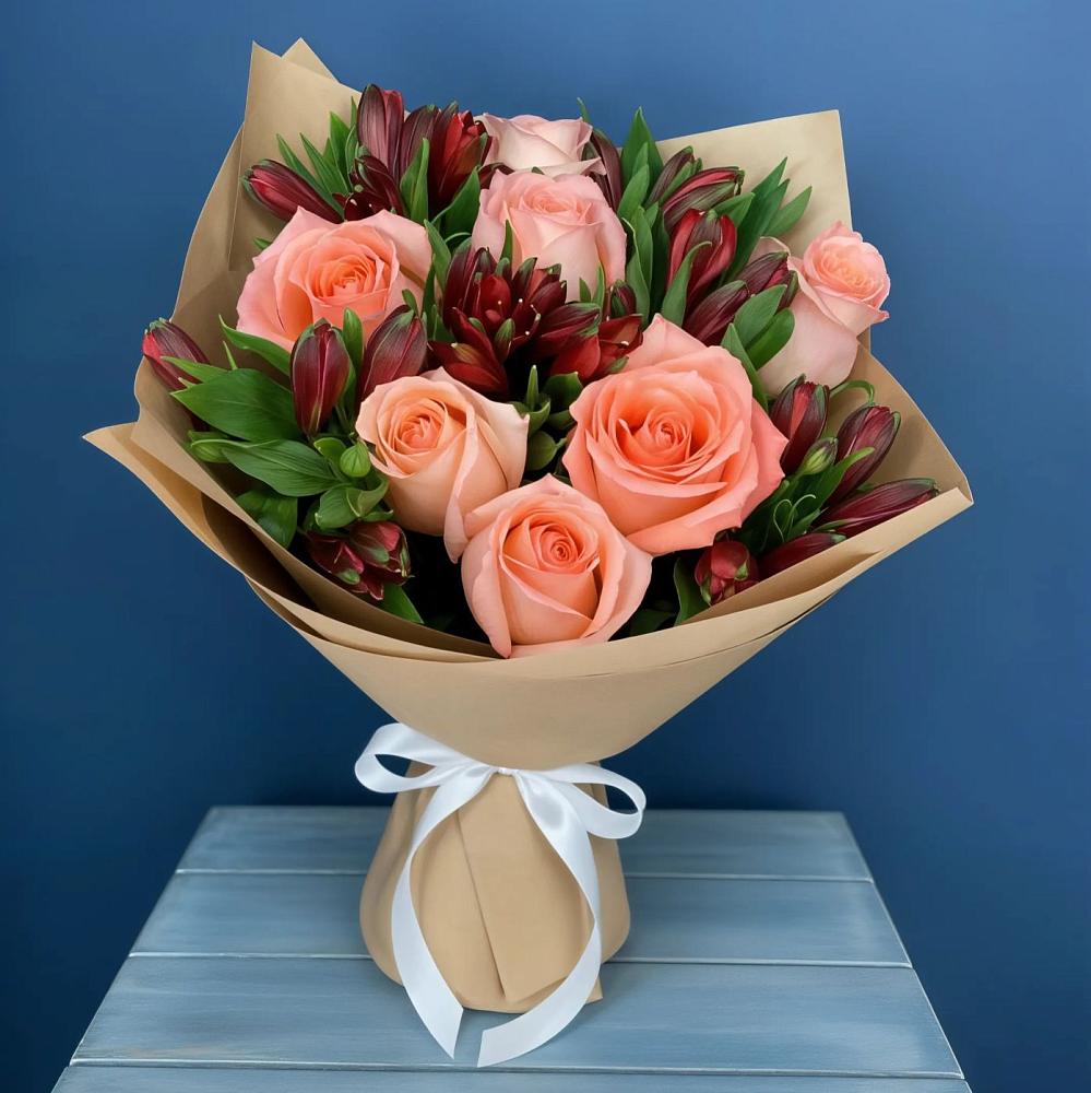 Букет цветов из: Розы и Альстромерии в Мищенском