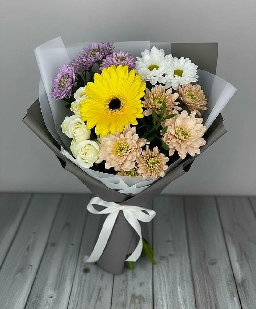 Букет цветов из: Розы, Герберы и Хризантемы в Мищенском