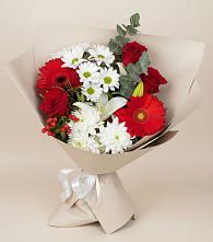 Букет цветов из:  Розы, Хризантемы, Герберы и Лилии в Мищенском