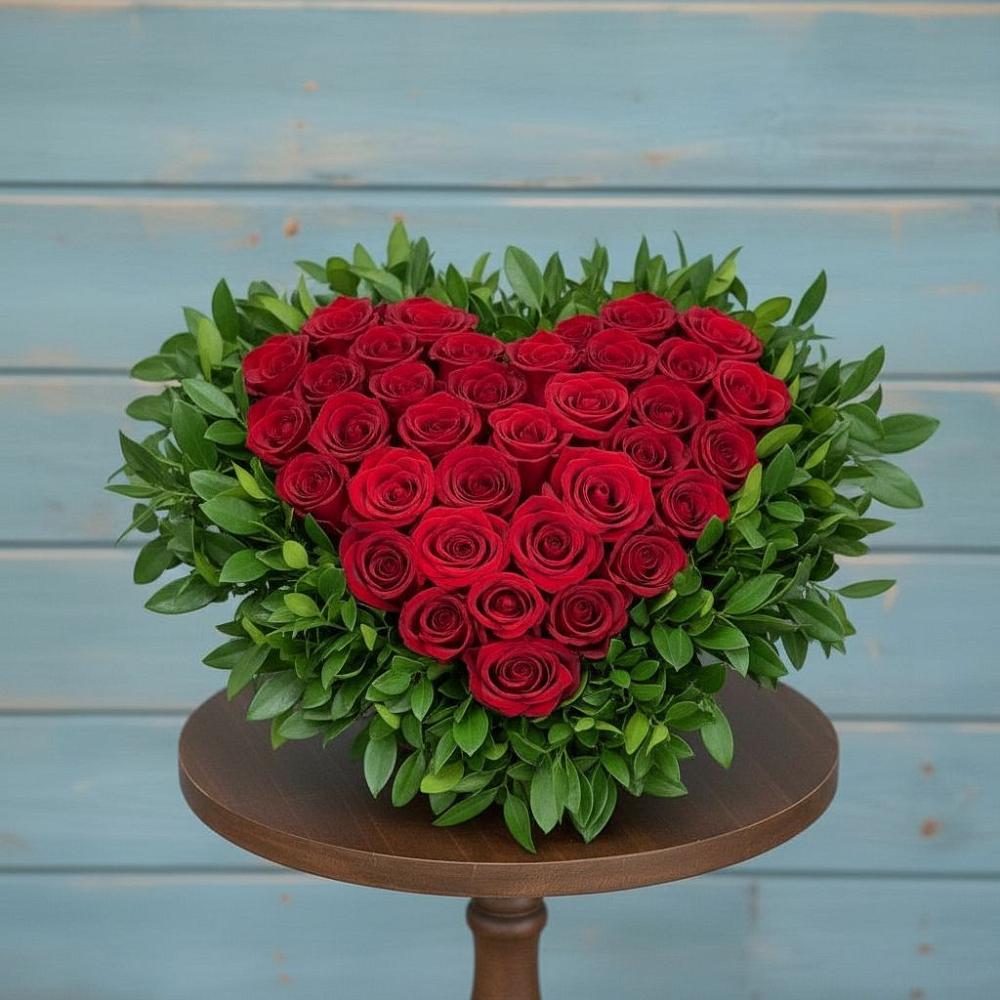 Цветочная композиция из Розы в виде сердца в Мищенском