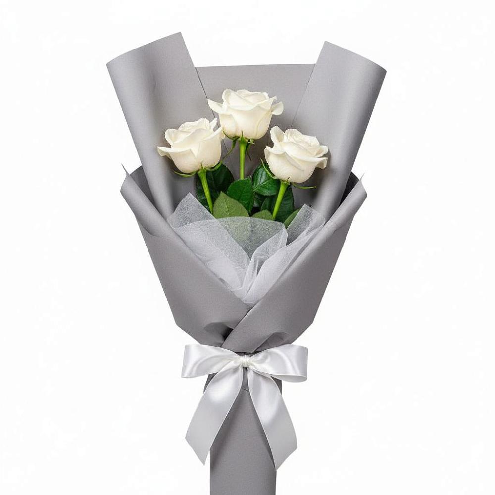 Букет 3 белые розы в Мищенском