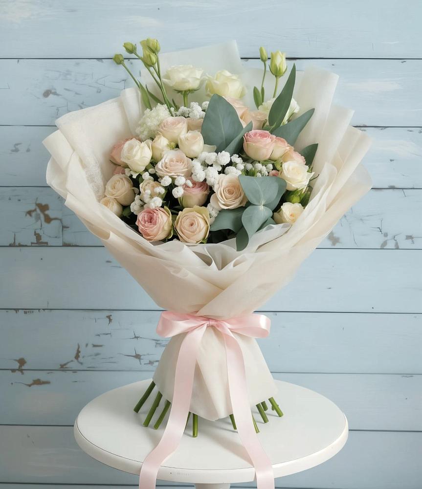 Букет цветов из: Розы и Лизиантусы в Мищенском