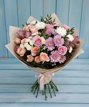 Букет цветов из:  Хризантемы, Розы и Альстромерии в Мищенском